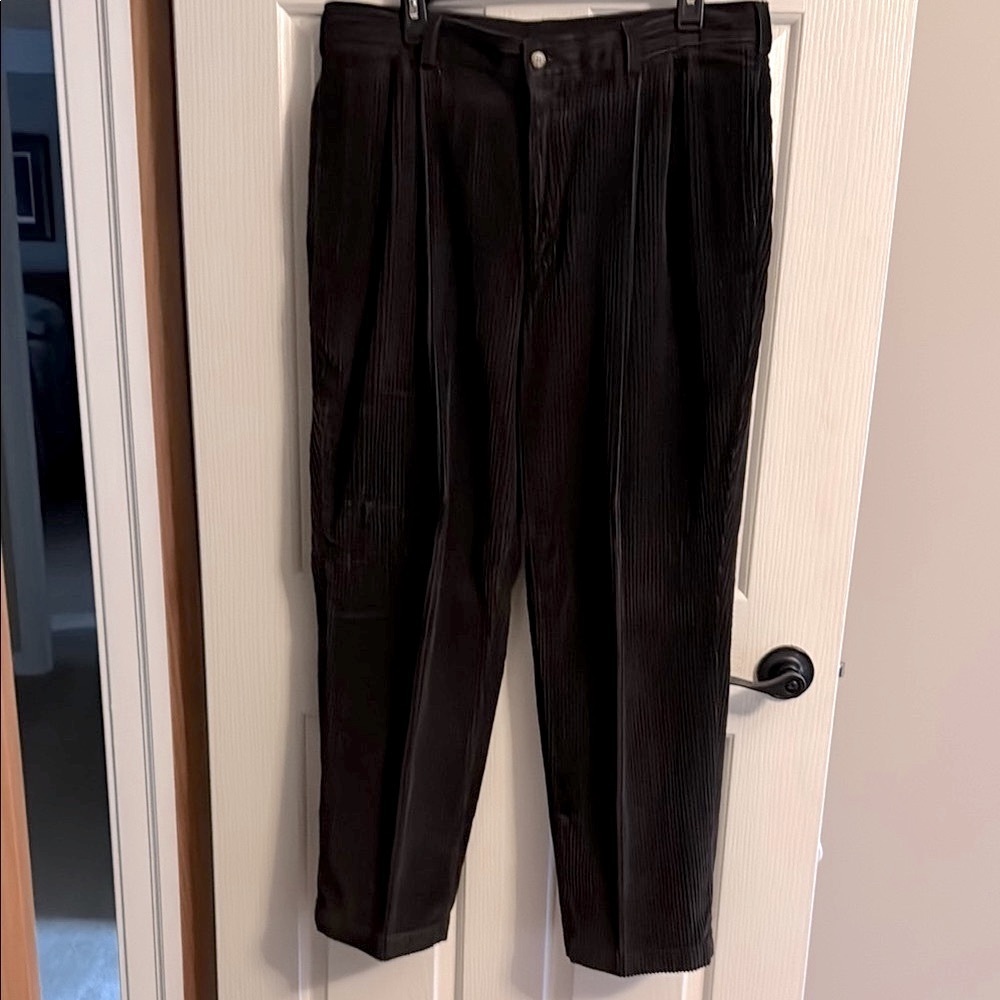 Men’s Savane Black/Wine Corduroy Pants Straight-Leg Classic